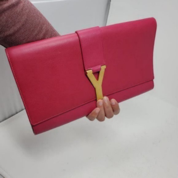 Authentic Saint Laurent Pink Gold Hardware Clutch - Picture 5 of 16